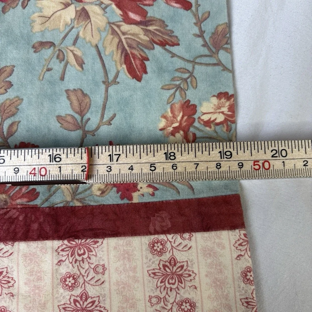 Vintage Homemade Pillowcases Cotton Floral Roses On Teal French‎ Country Cottage